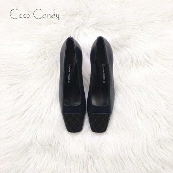 🔃Evan Picone Navy Blue Leather High Heel Pumps - Picture 4 of 8